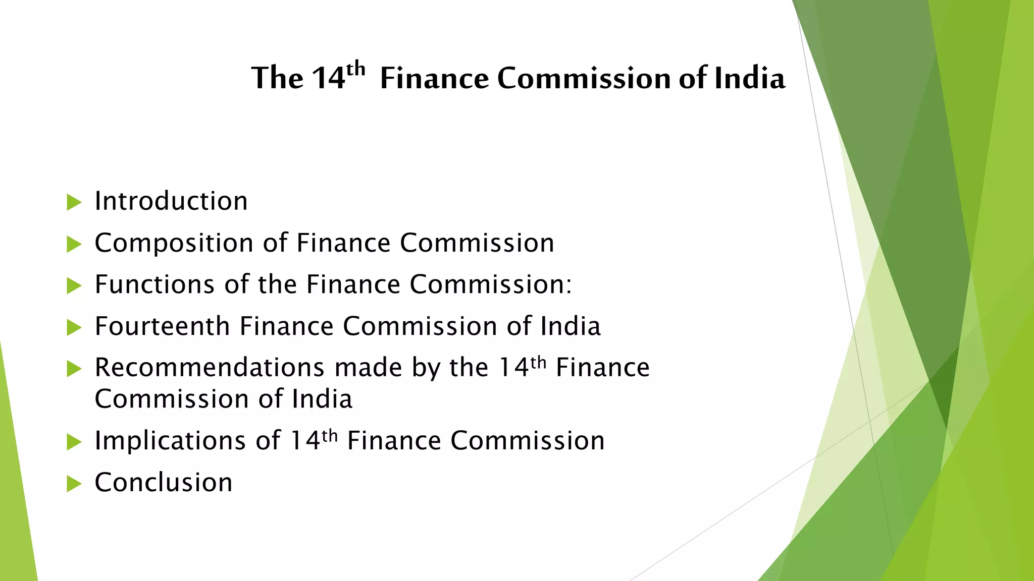 14th Finance Commission Of India Pptx