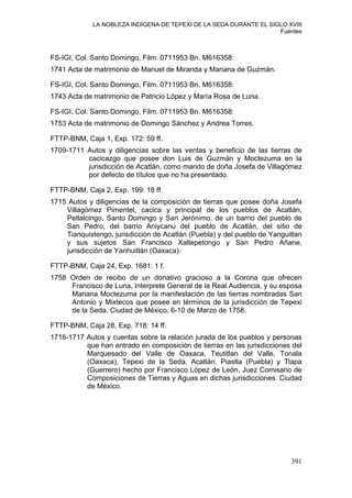 FUENTES GENERAL. La Nobleza Indígena de Tepexi de la Seda Durante el ...