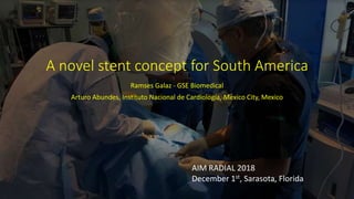 A novel stent concept for South America
Ramses Galaz - GSE Biomedical
Arturo Abundes, Instituto Nacional de Cardiología, Mexico City, Mexico
AIM RADIAL 2018
December 1st, Sarasota, Florida
 