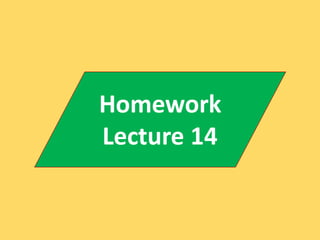 Homework
Lecture 14
 