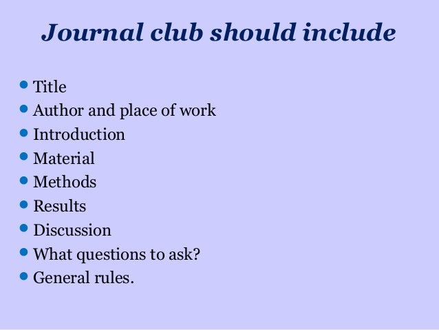 how to structure a journal club presentation