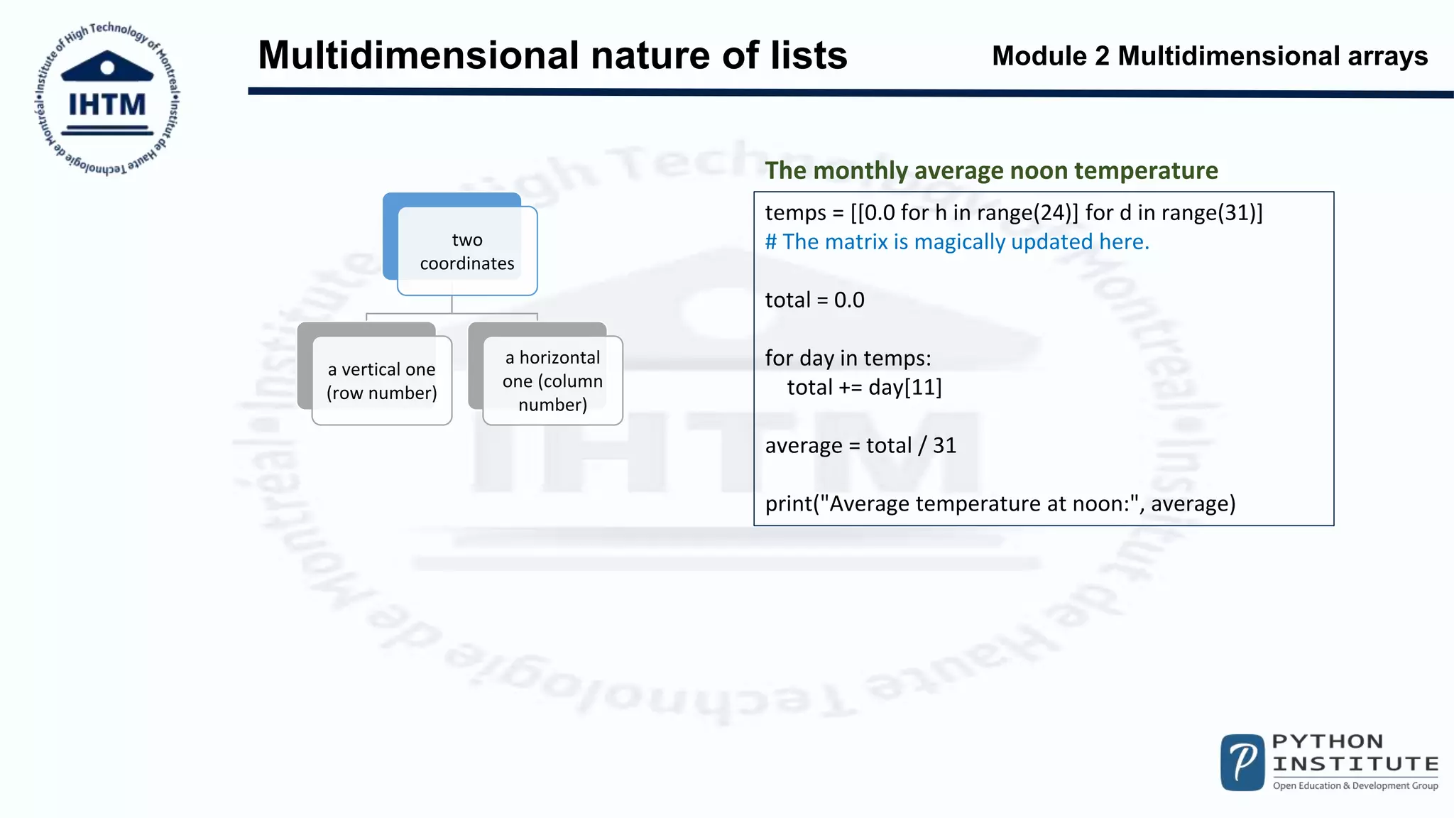 Python PCEP Multidemensional Arrays | PPT
