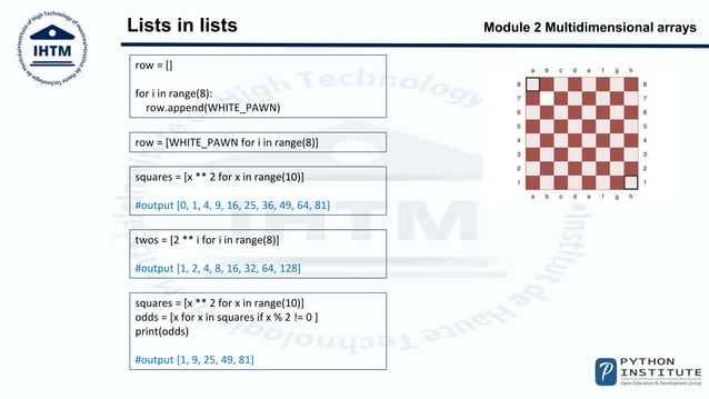 Python PCEP Multidemensional Arrays | PPT