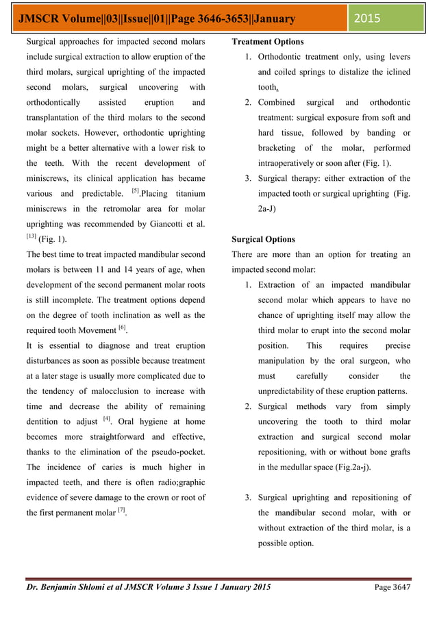 Therapy concept for Surgical Uprighting of the Impacted Second