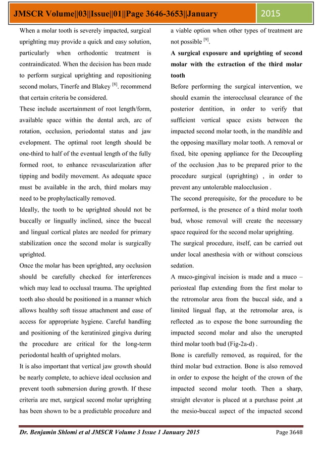 Therapy concept for Surgical Uprighting of the Impacted Second