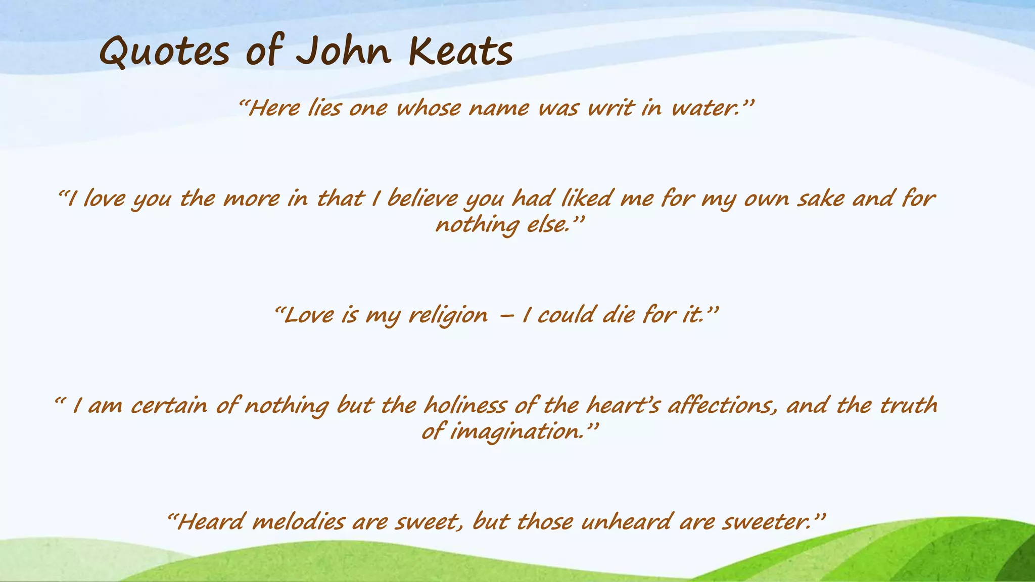 John Keats as a Romantic Poet | PPTX