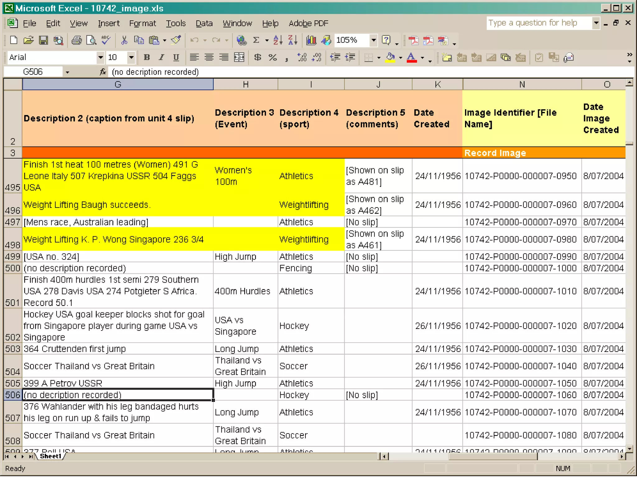 Metadata 
Description 
• Extended stories about item (mum on a bike) 
• Description of physical original – dimensions, 
special features 
• Description of digital copy – dpi, file format 
 