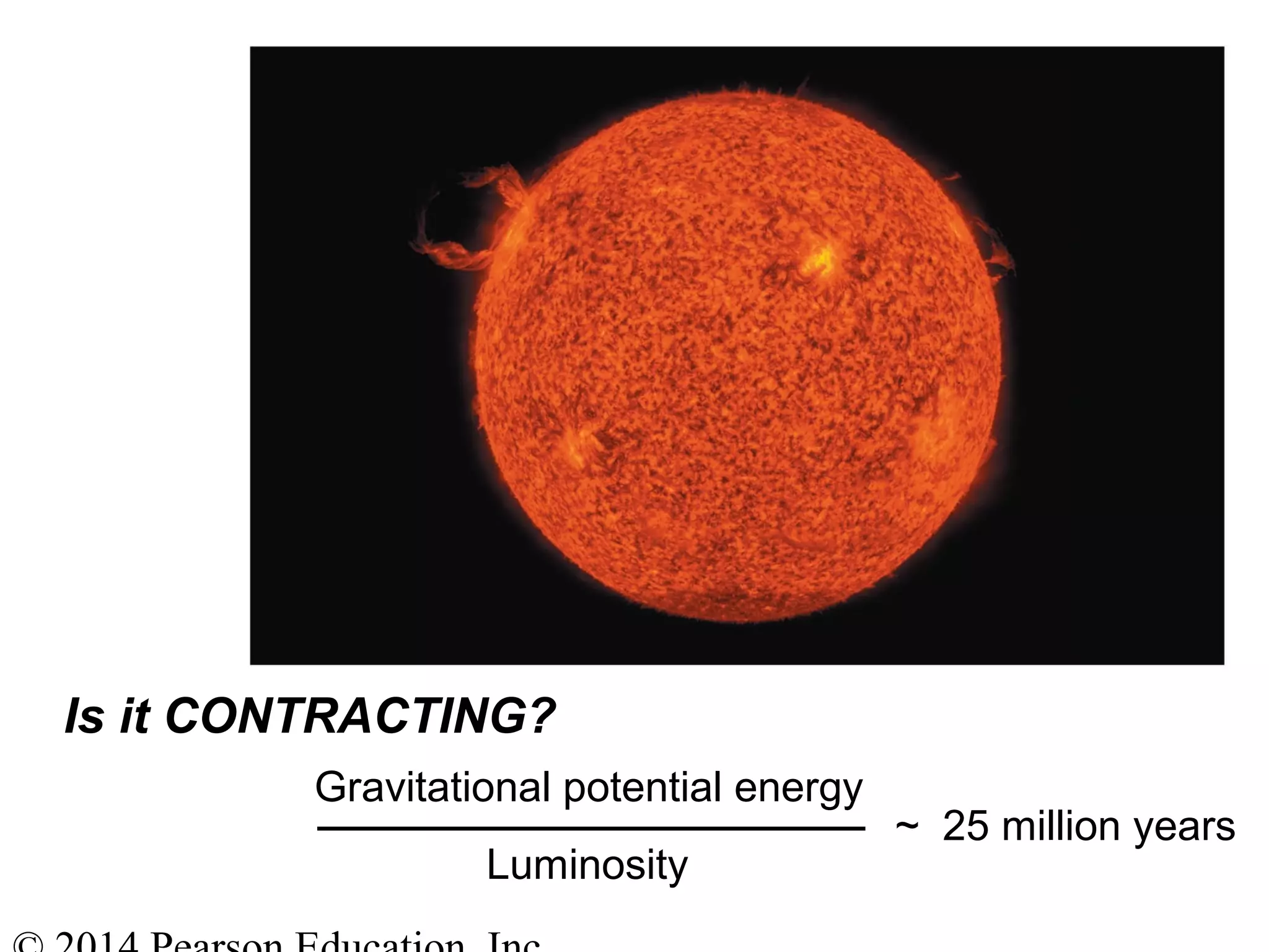 Luminosity
~ 25 million years
Gravitational potential energy
Is it CONTRACTING?
 