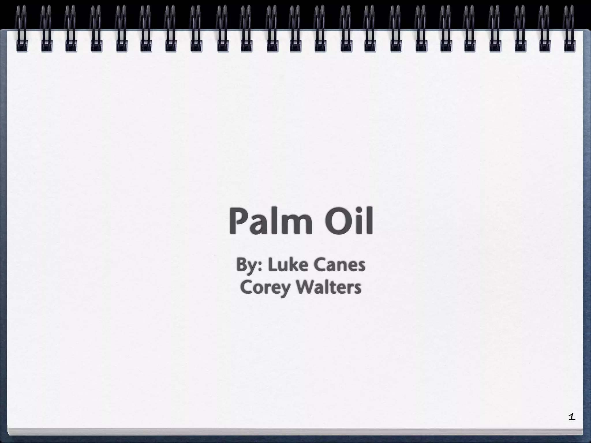 Palm Oil
By: Luke Canes
Corey Walters
1