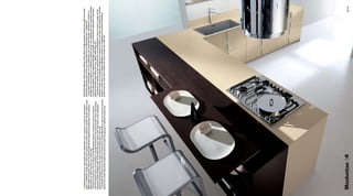 [ Contrasti di ﬁniture per i piani della cucina Manhattan: top in unicolor in tinta con le facciate e      plan petit déjeuner relevé’ laqué brillant moka. Dans la page suivante variante avec éléments hauts
piano in nobilitato wengè per l’elemento a giorno con ‘piano colazione rialzato’ laccato lucido moka.      en ﬁnition polymère post formé aux veines effet bois en relief laqué écru (couleur 63) ]
Nella pagina successiva variante con pensili nella ﬁnitura polimerico postformato con venatura             [ Contrasten in afwerkingen voor de werkbladen van manhattan keuken: werkblad in unicolor in
effetto legno in rilievo laccato ecrù (colore 63) ]                                                        dezelfde kleur als voorkant en werkblad in veredelt wenge` voor dagelement met verhoogd werkblad
[ Finishes contrasts for the worktops of the Manhattan kitchen: worktop in unicolor matched                in moka glans gelakt. Op de volgende bladzijden varianten van bovenkasten afgewerkt in gevormd
with the façade colour and worktop in wengè laminate for the open element with moka glossy                 polimeer met hout ader effect met ecru` gelakt relief (kleur 63) ]
lacquered raised breakfast shelf. In the following page variant with wall units in ecrù lacquered          [ Contrastes de acabados en las superﬁcies de la cocina Manhattan: top en unicolor a juego con las
post-formed polymer ﬁnish with raised wooden look grains (colour 63) ]                                     fachadas y plano en ennoblecido wengè para el elemento abierto con ‘plano para desayuno’ realzado
[ Contrastes de ﬁnitions pour les plans de travail de la cuisine Manhattan : plan de travail en unicolor   lacado en moka opaco. En la página siguiente variante con colgantes en el acabado polimérico
assorti à la couleur des portes et plan de travail en laminé wengué pour l’élément ouvert avec             postformato con veta efecto madera en relieve lacado ecrù (color 63) ]




Manhattan 01
          04                                                                                                                                                                                           72 73
                                                                                                                                                                                                       73 | 73
 
