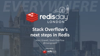 Stack Overflow’s
next steps in Redis
Marc Gravell, Stack Overflow
@marcgravell
 