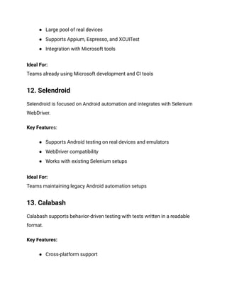 14 Mobile Automation Testing Tools and Frameworks to Know in 2026 | PDF