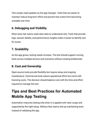 14 Mobile Automation Testing Tools and Frameworks to Know in 2026 | PDF
