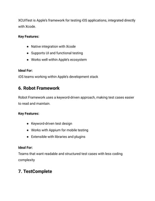 14 Mobile Automation Testing Tools and Frameworks to Know in 2026 | PDF