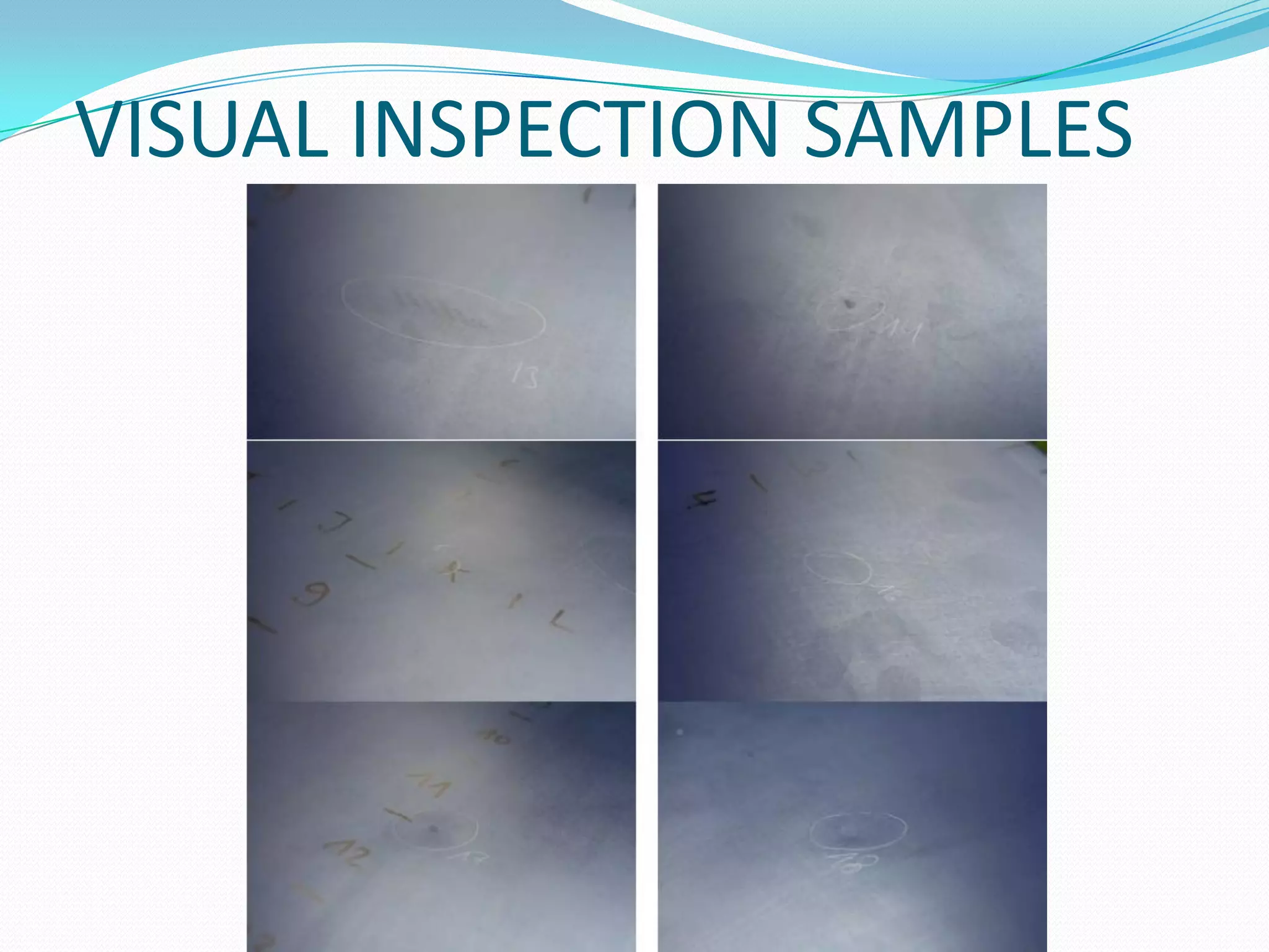 VISUAL INSPECTION SAMPLES
 