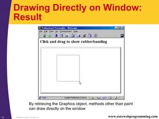 Multithreaded Graphics13 www.corewebprogramming.com
Drawing Directly on Window:
Result
By retrieving the Graphics object, methods other than paint
can draw directly on the window
 