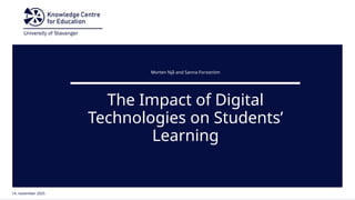 14 November 2025 The Impact of Digital Technologies on Students ...
