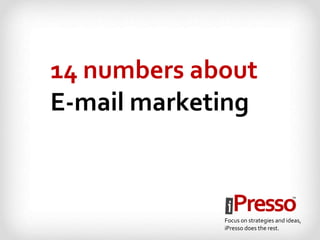 14 numbers about
E-mail marketing
Focus on strategies and ideas,
iPresso does the rest.
 