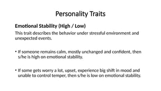 Comprehensive Overview of Key Personality Traits and Their Impact | PPTX