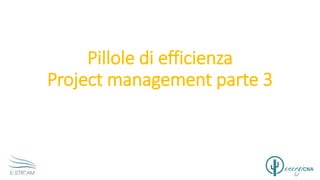 Pillole di efficienza
Project management parte 3
 