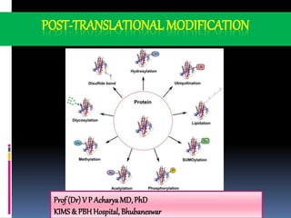 POST-TRANSLATIONAL MODIFICATION
Prof (Dr) V P AcharyaMD,PhD
KIMS & PBH Hospital, Bhubaneswar
 