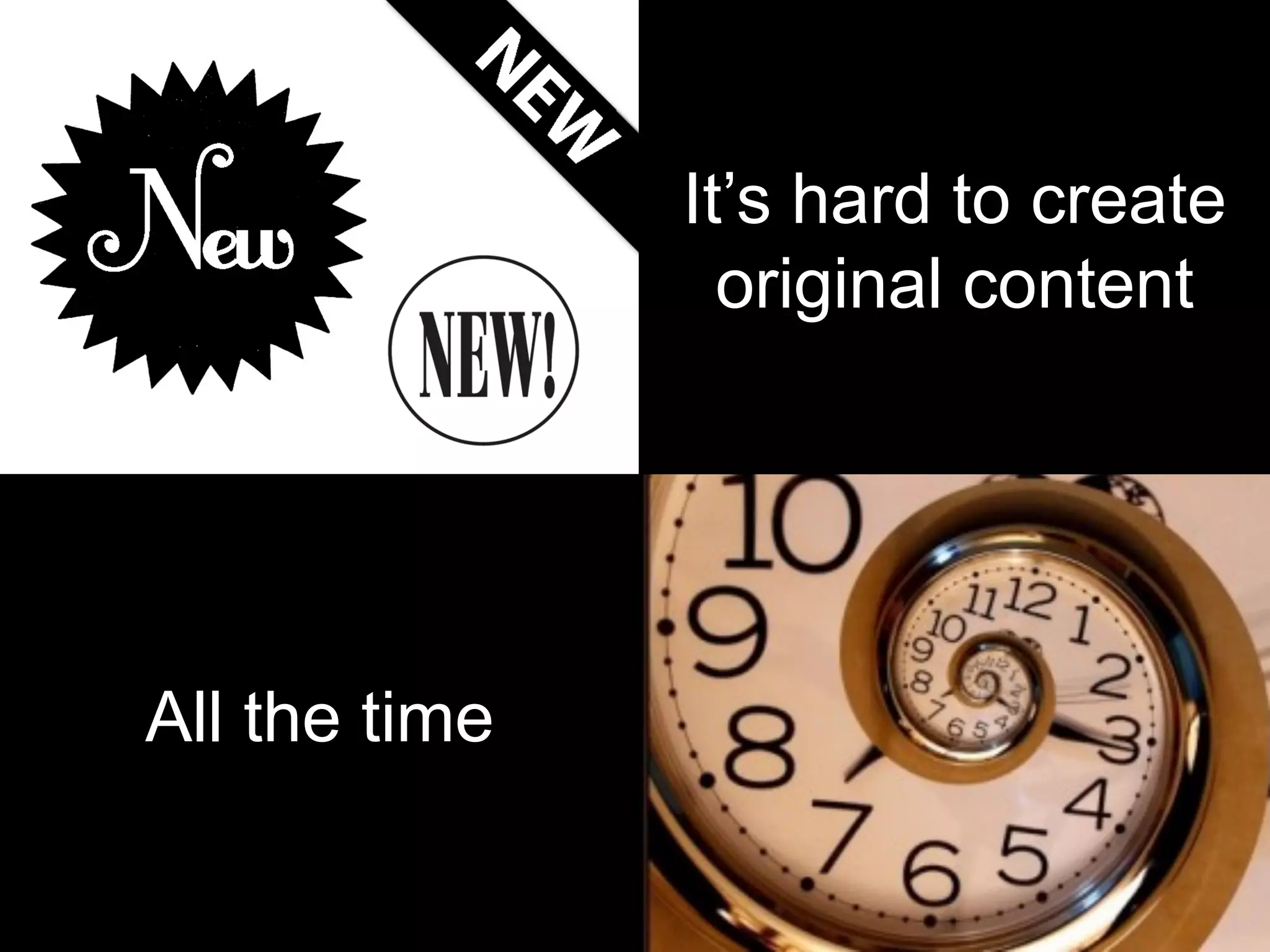 All the time
It’s hard to create
original content
 