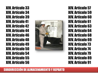 SUBDIRECCIÓN DE ALMACENAMIENTO Y REPARTO
XIV. Artículo 33
XIV. Artículo 34
XIV. Artículo 39
XIV. Artículo 41
XIV. Artículo 42
XIV. Artículo 44
XIV. Artículo 46
XIV. Artículo 48
XIV. Artículo 49
XIV. Artículo 50
XIV. Artículo 54
XIV. Artículo 55
XIV. Artículo 56
XIV. Artículo 57
XIV. Artículo 59
XIV. Artículo 60
XIV. Artículo 61
XIV. Artículo 63
XIV. Artículo 64
XIV. Artículo 68
XIV. Artículo 69
XIV. Artículo 73
XIV. Artículo 74
XIV. Artículo 79
XIV. Artículo 89
XIV. Artículo 91
 