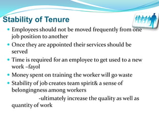 Stability of Tenure