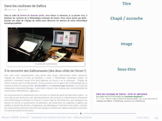 12/02/2015Master CIMER, Paris IV - Initiation à la création de sites web - Johanna Daniel 23
Titre
Chapô / accroche
Image
Sous-titre
 