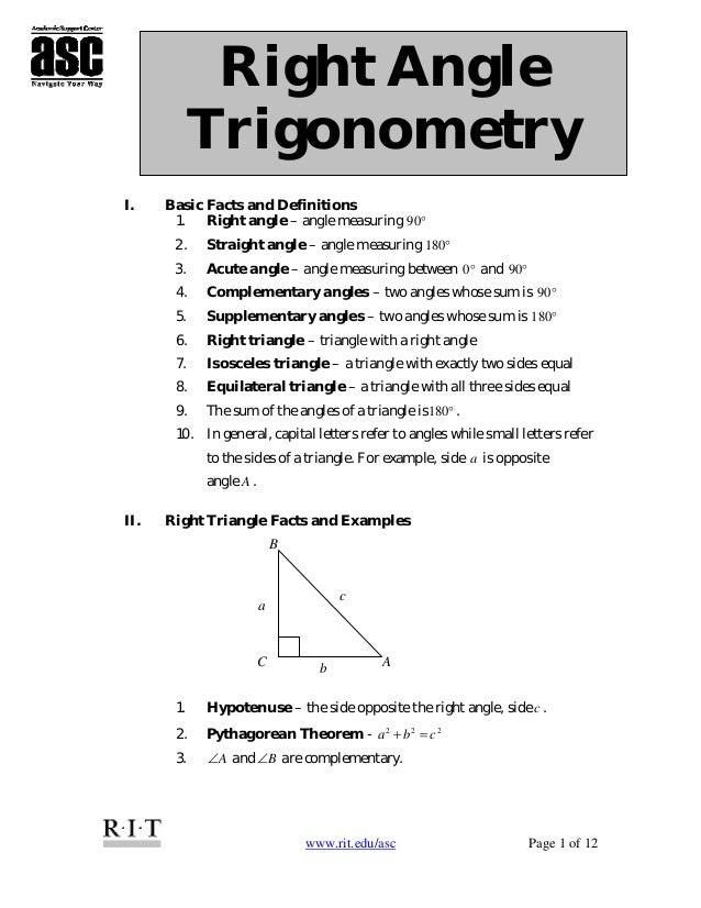 cheat sheet for intro to right angle trig cheat sheet for intro to right angle trig