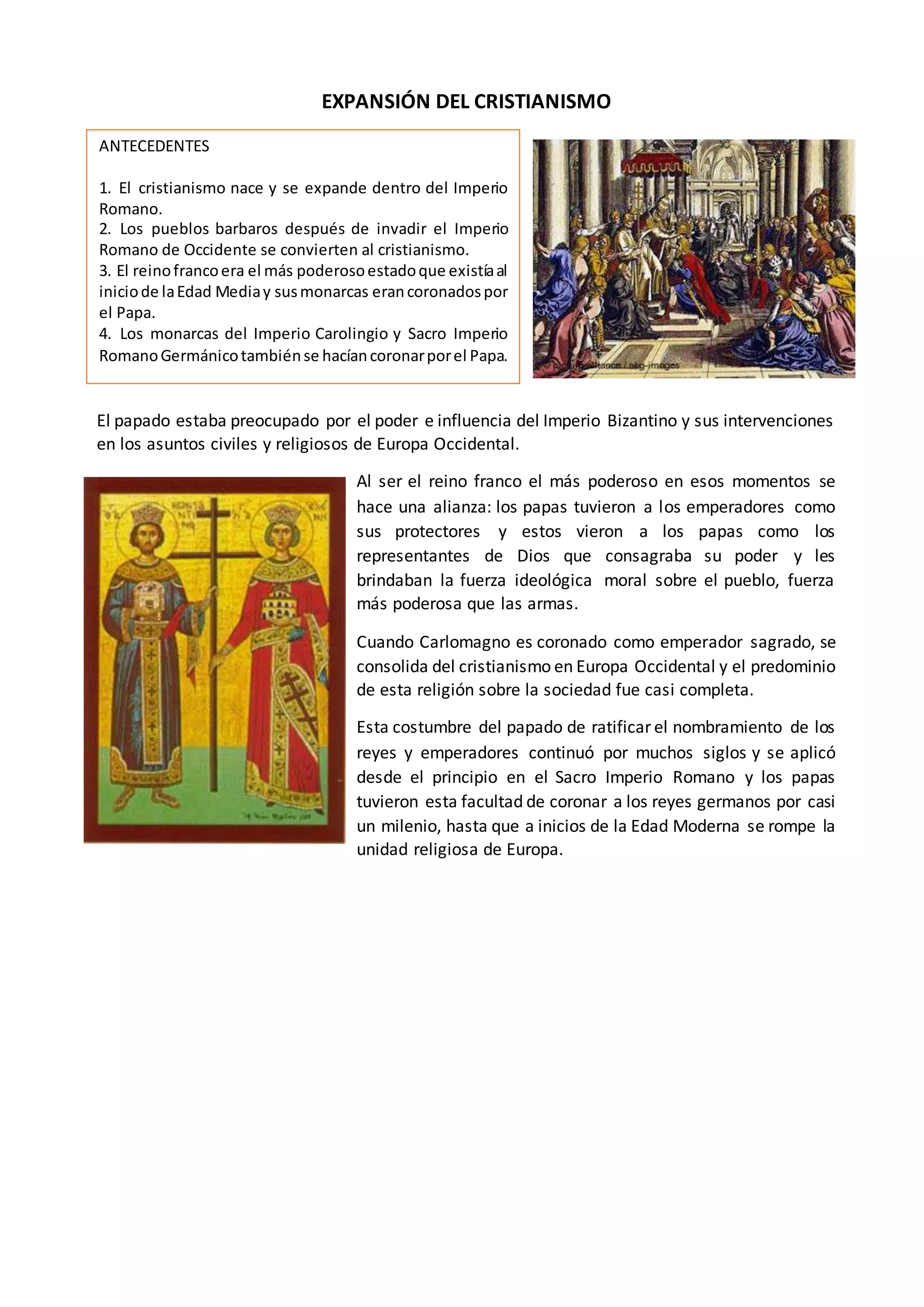 Sacro Imperio Romano Germánico y Expansión del Cristianismo | DOCX