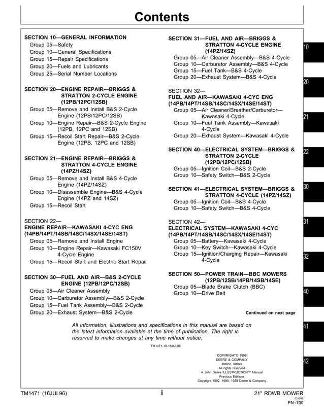 John Deere 14SB Walk Behind Mower Service Manual | PDF | Off-Road ...