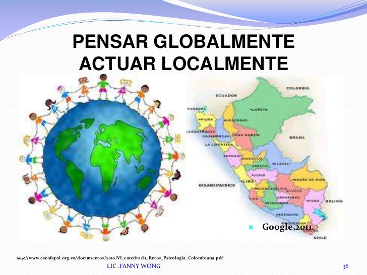 Resultado de imagen para Pensar globalmente y actúa localmente