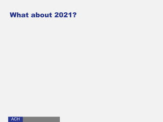 ACHACH
What about 2021?
 