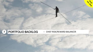 18© SmoothApps 2017 | SmoothApps | Blog | Training | Newsletter | Twitter | LinkedIn | Facebook | Google+
1 BHAG
2 PILLARS
3 INVESMENT
4 WIG’s
5 SCOREBOARD
6 PORTFOLIO MAP
− CHIEF INSPIRATION OFFICER
− CHIEF STRATEGIC ENABLER, CHIEF DOT CONNECTOR
− CHIEF PORTFOLIO COLLABORATOR
− CHIEF HYPOTHESIS PROPOSER
− CHIEF SCOREBOARD DESIGNER
− CHIEF FLOW NAVIGATOR
− CHIEF BACKLOG & RISK/REWARD BALANCER7 PORTFOLIO BACKLOG − CHIEF RISK/REWARD BALANCER
 