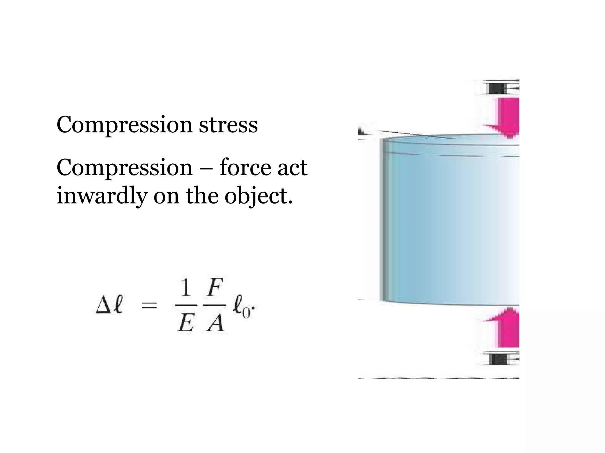 Compression stress Compression – force act inwardly on the object. 