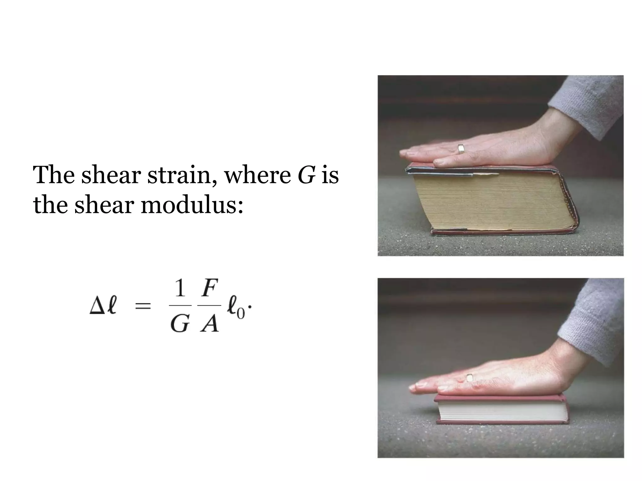 The shear strain, where  G  is the shear modulus: 