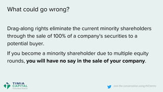 Join the conversation using #VCterms
What could go wrong?
Drag-along rights eliminate the current minority shareholders
th...