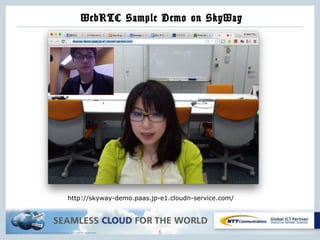 Copyright © NTT Communications Corporation. All rights reserved.
WebRTC Sample Demo on SkyWay
6
http://skyway-demo.paas.jp-e1.cloudn-service.com/
 