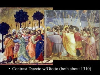 • Contrast Duccio w/Giotto (both about 1310)
 