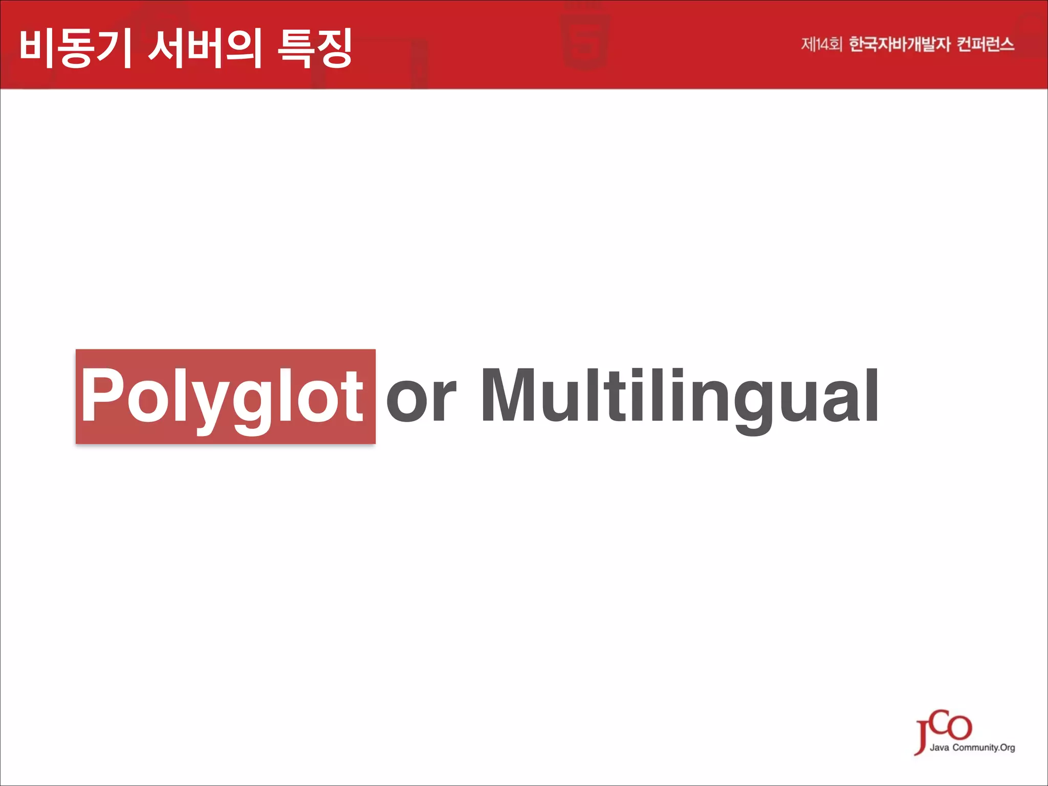 비동기 서버의 특징

Polyglot or Multilingual

 