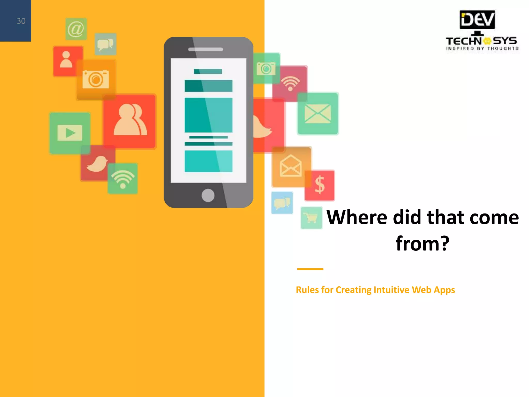 Where did that come
from?
Rules for Creating Intuitive Web Apps
30
 