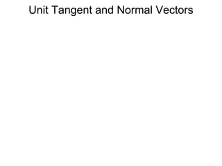 Unit Tangent and Normal Vectors
 