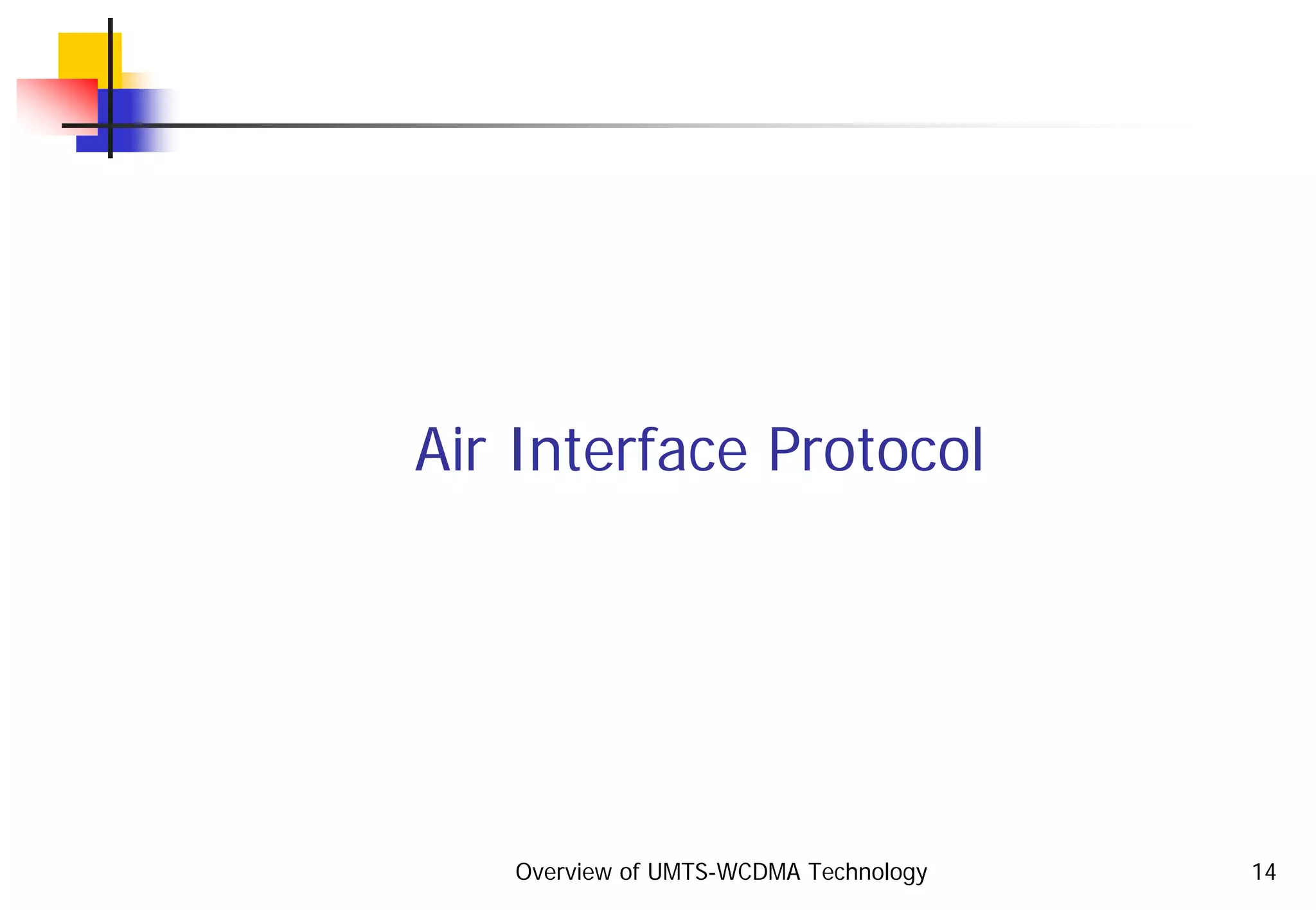 Overview of UMTS-WCDMA Technology 14
Air Interface Protocol
 
