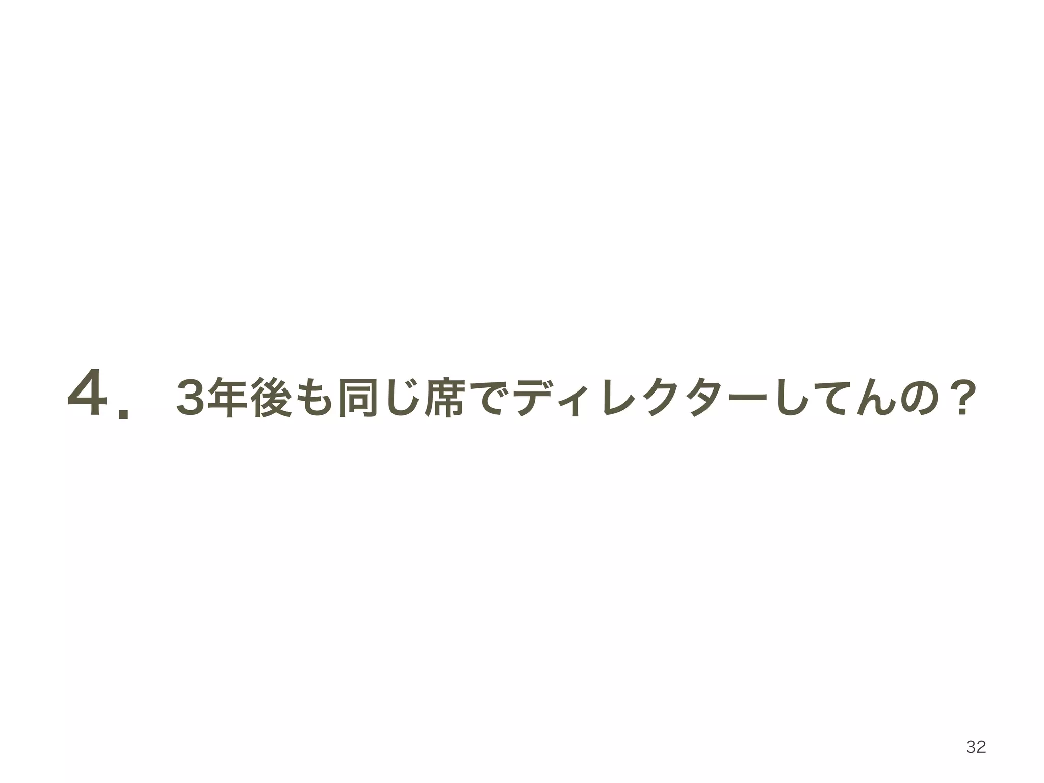 ４．3年後も同じ席でディレクターしてんの？ 
32 
 