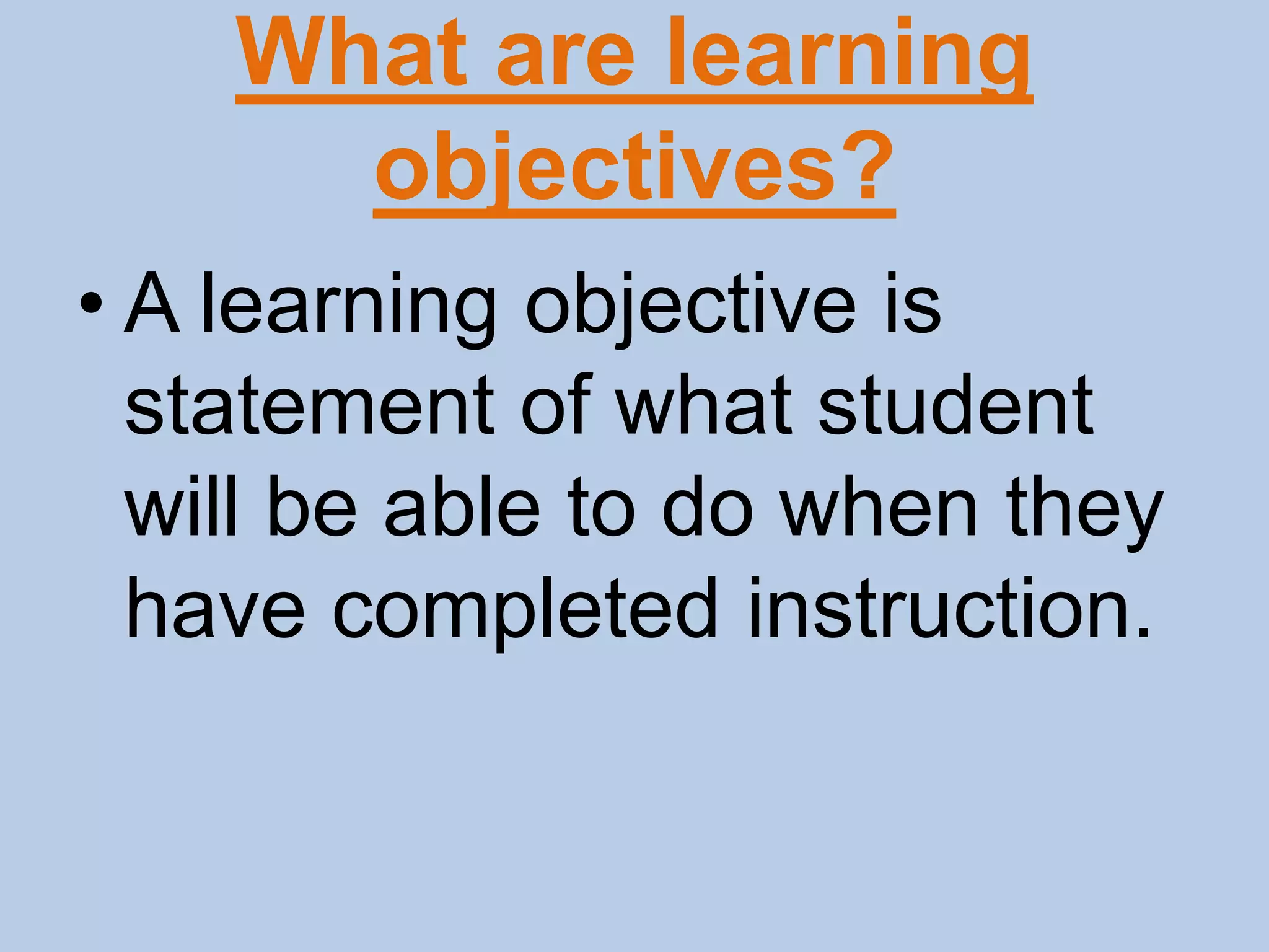Writing Learning Objectives | PPT