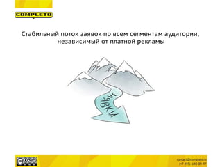 Стабильный поток заявок по всем сегментам аудитории, 
независимый от платной рекламы  