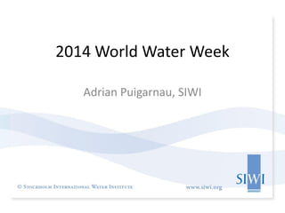 2014 World Water Week
Adrian Puigarnau, SIWI

 