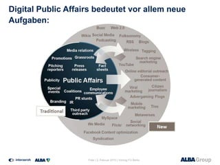 Digital Public Affairs bedeutet vor allem neue
Aufgaben:
Folie | 2. Februar 2015 | Vortrag FU Berlin
 
