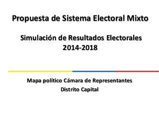 Propuesta de Sistema Electoral Mixto
Simulación de Resultados Electorales
2014-2018
Mapa político Cámara de Representantes
Distrito Capital
 
